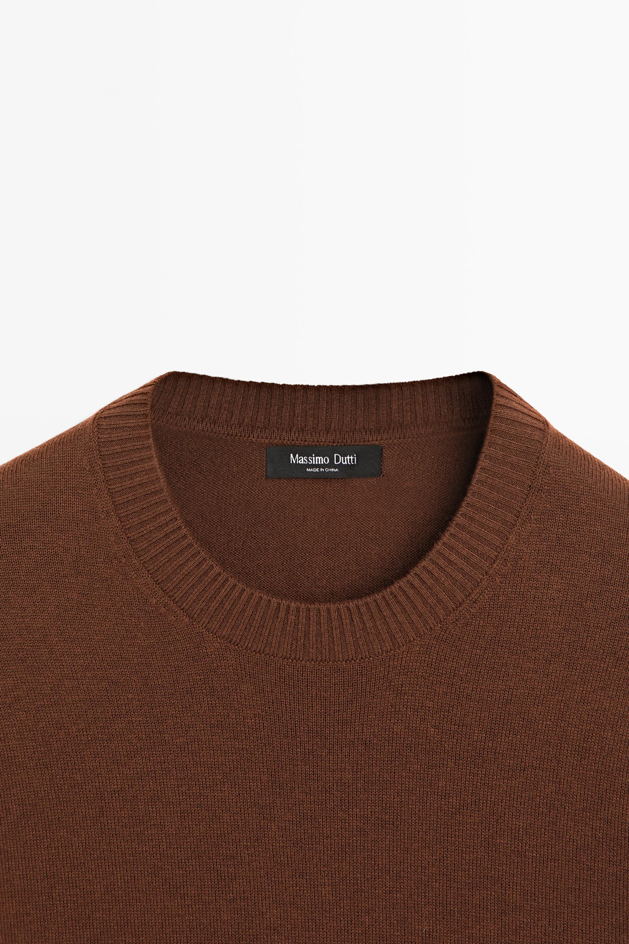 Pull maille col rond coton et laine